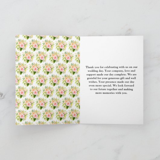 Tropical Jungle Floral Wedding サンキューカード (内部)