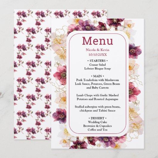 Tropical Jungle Floral Wedding メニュー (正面/裏面)