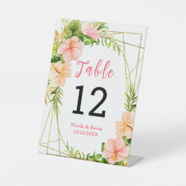 Tropical Jungle Floral Wedding Table Number 台座サイン