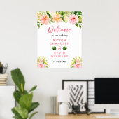 Tropical Jungle Floral Wedding Welcome Sign ポスター (ホームオフィス)