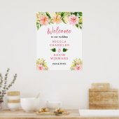 Tropical Jungle Floral Wedding Welcome Sign ポスター (キッチン)