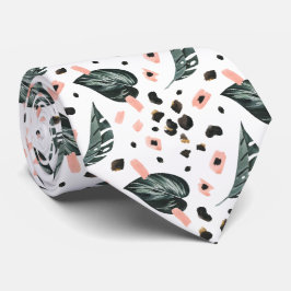 Tropical Jungle Greenery | Pink Leopard Monogram ネクタイ