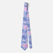 Tropical Jungle Hibiscus Animal Print -Periwinkle ネクタイ (正面)