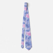 Tropical Jungle Hibiscus Animal Print -Periwinkle ネクタイ (裏面)