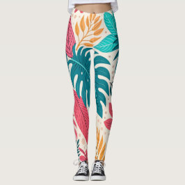 Tropical Jungle Leaf Pattern Leggings レギンス