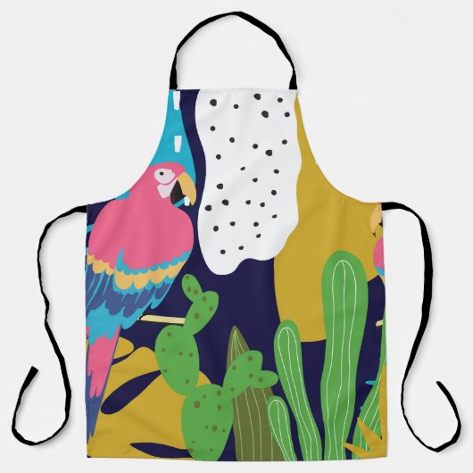 Tropical jungle leaves background with parrots. Su エプロン (正面)
