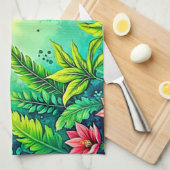 Tropical Jungle Lush Paradise Design キッチンタオル (四つ折り)
