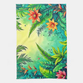 Tropical Jungle Lush Paradise Design キッチンタオル (縦)