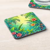 Tropical Jungle Lush Paradise Design コースター (左側)