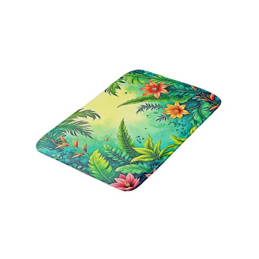 Tropical Jungle Lush Paradise Design バスマット (アングル)