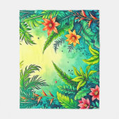 Tropical Jungle Lush Paradise Design フリースブランケット (正面)