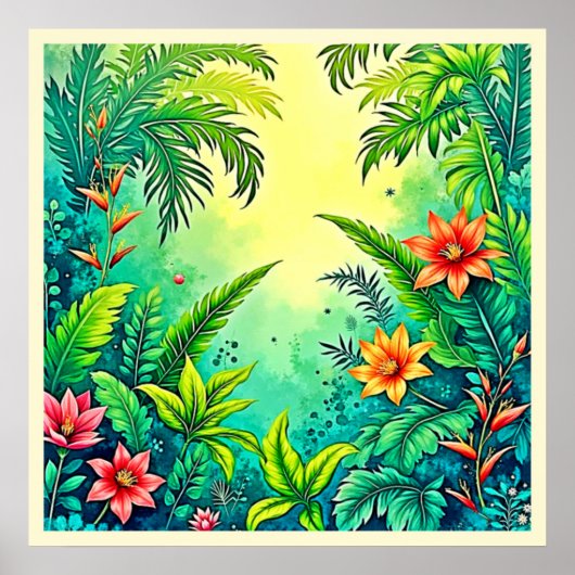Tropical Jungle Lush Paradise Design ポスター (正面)
