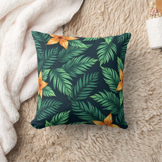 Tropical Jungle Pattern – Lush Exotic Botanical  クッション (ブランケット)