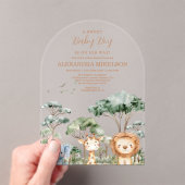 Tropical Jungle Safari Animals Boy Baby Shower アクリル招待状 (インサイチュ (ポータブル))