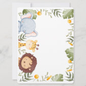 Tropical Jungle Safari Animals Boy Baby Shower  招待状 (裏面)