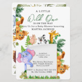 Tropical Jungle Safari Animals Boy Baby Shower  招待状 (正面/裏面)