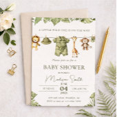 Tropical Jungle Safari Animals Boy Baby Shower 招待状