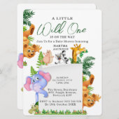 Tropical Jungle Safari Animals Boy Baby Shower  In 招待状 (正面/裏面)
