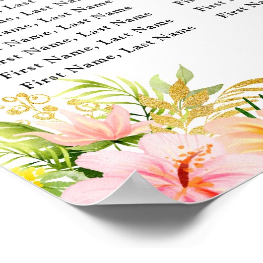 Tropical Jungle Wedding 15 Tables Seating Chart ポスター (角)