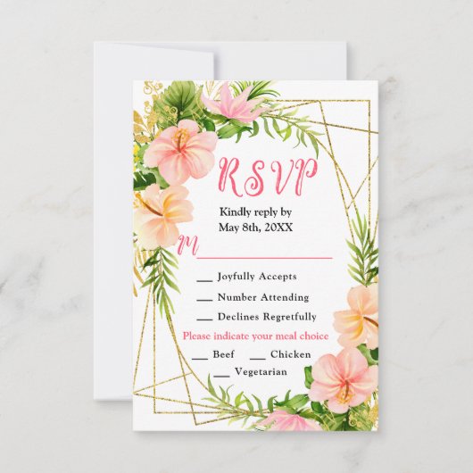 Tropical Jungle with Foliage Wedding 出欠カード (正面)