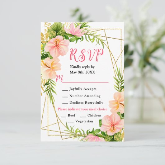 Tropical Jungle with Foliage Wedding 出欠カード (スタンド正面)