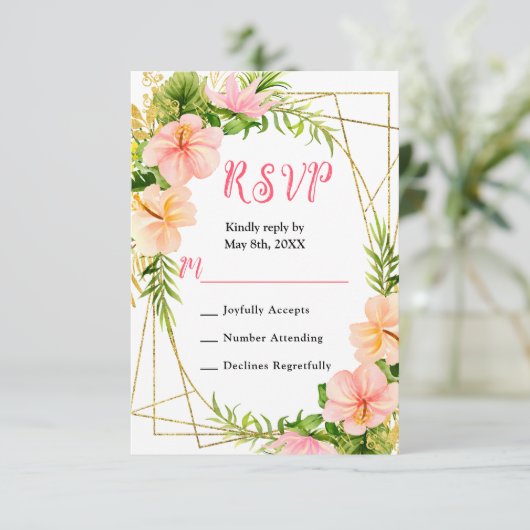 Tropical Jungle with Foliage Wedding 出欠カード (スタンド正面)