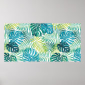 Tropical leaf design featuring green/blue palm and ポスター (正面)