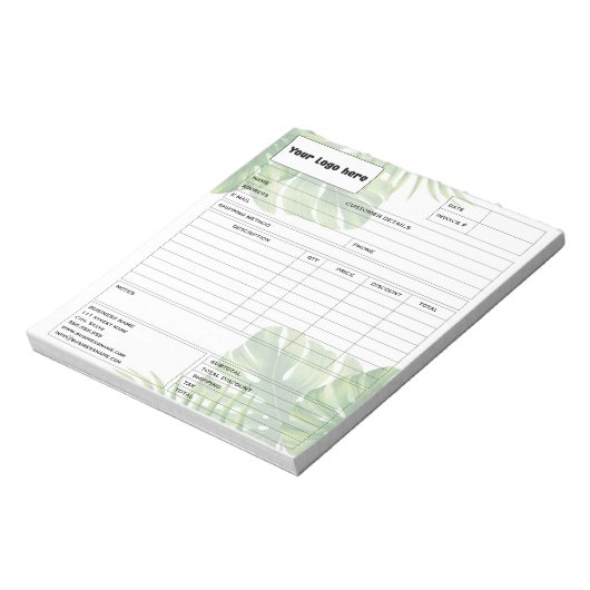 Tropical Leaf Invoice Business Sales Form Receipt ノートパッド (回転)