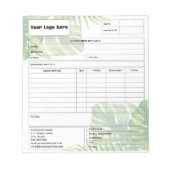 Tropical Leaf Invoice Business Sales Form Receipt ノートパッド (正面)