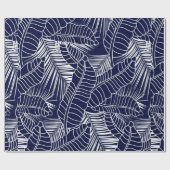 tropical leaf pattern on the navy blue background ラッピングペーパー (フラット)