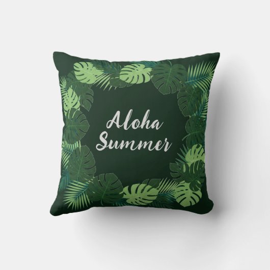 Tropical Leaf Pillow, Name or Phrase, Aloha Summer クッション (裏面)