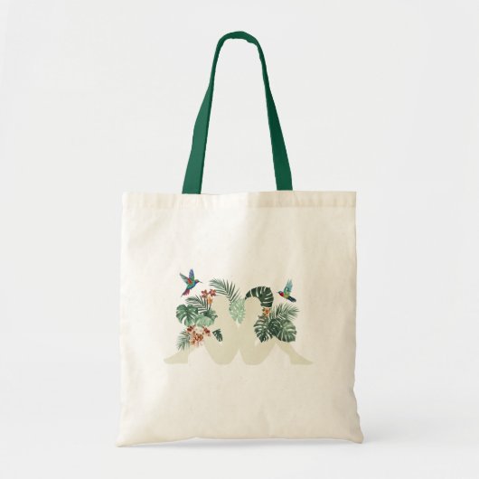 Tropical Leaves & Birds Nature Aesthetic Design トートバッグ (正面)
