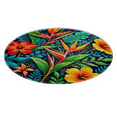 Tropical Leaves Bloom Art カッティングボード (角)