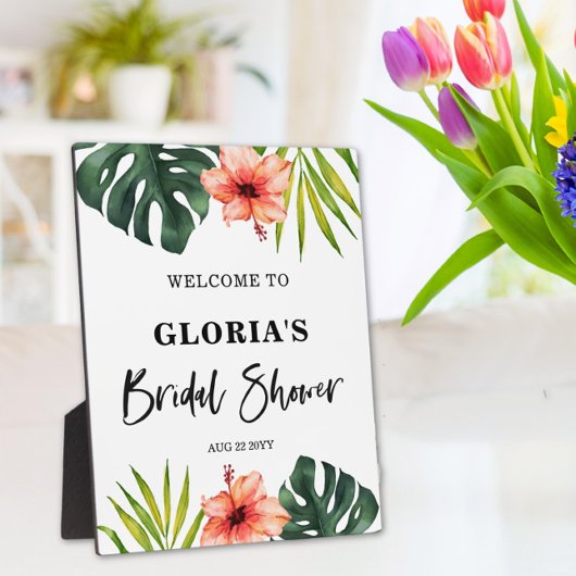 Tropical Leaves Bridal Shower  Welcome  フォトプラーク