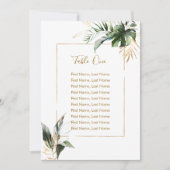 Tropical Leaves Gold Seating Chart Table Card (正面)