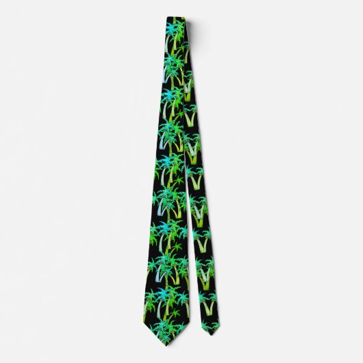 Tropical leaves green necktie ネクタイ (正面)