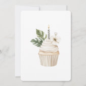 Tropical Leaves Hibiscus Flower Cupcake Birthday 招待状 (裏面)