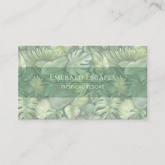Tropical Leaves Monogram Business Card 名刺 (正面)