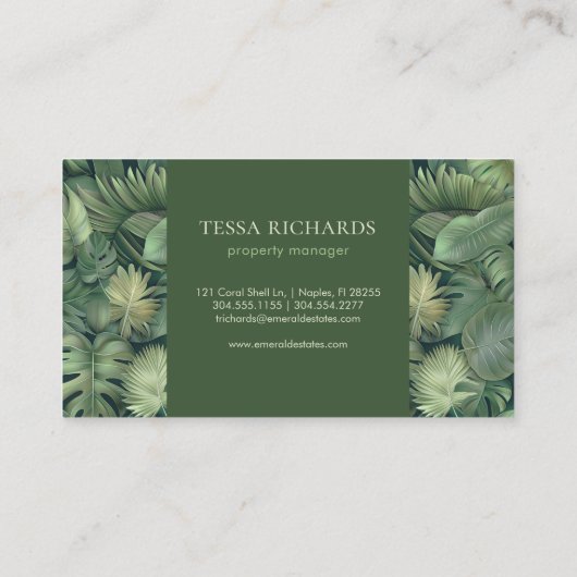 Tropical Leaves Monogram Business Card 名刺 (裏面)