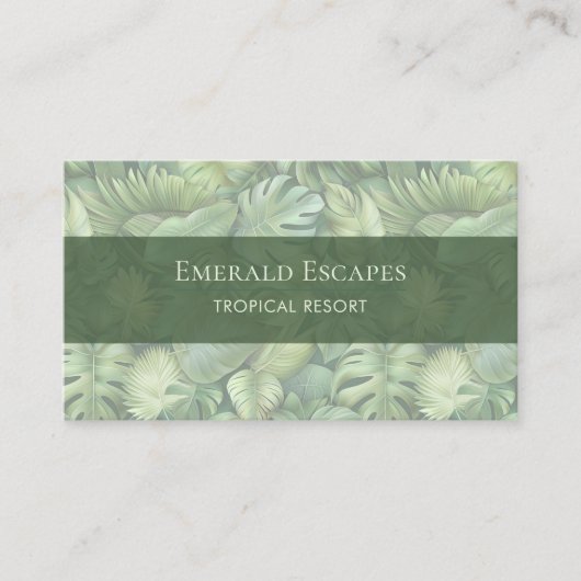 Tropical Leaves Monogram Business Card 名刺 (正面)