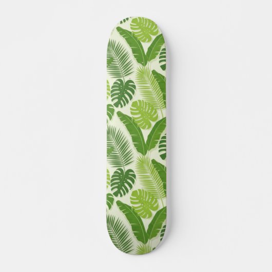 Tropical Leaves & Monstera Seamless Pattern スケートボード (正面)