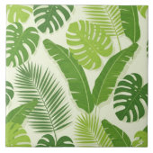 Tropical Leaves & Monstera Seamless Pattern タイル (正面)