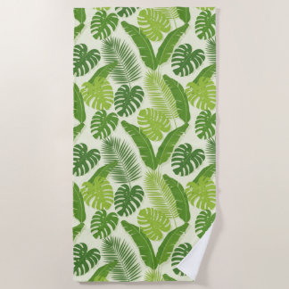Tropical Leaves & Monstera Seamless Pattern ビーチタオル