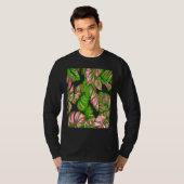 Tropical Leaves Of Banana and Monstera Pink Green  Tシャツ (正面フル)
