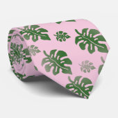 Tropical Leaves Pattern Green on Pink  ネクタイ (ロール)