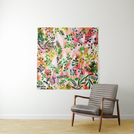 Tropical leaves pattern repeating. Artistic photo タペストリー (インサイチュ(横))