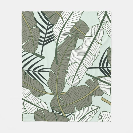 Tropical leaves seamless pattern  フリースブランケット (正面)