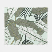 Tropical leaves seamless pattern  フリースブランケット (正面(横))