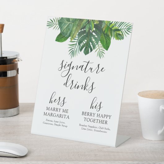 Tropical Leaves Signature Drink Sign 台座サイン (インサイチュ)