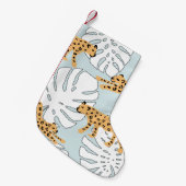 Tropical leopard animal and monstera palm leaves,e スモールクリスマスストッキング (正面 (吊り時))